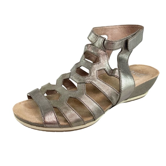 Dansko Metallic Gladiator Valentina Wedge Sandals - Picture 1 of 8